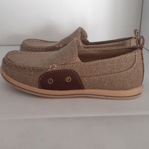 Boy Anchors Edge Bay Tan Canvas Boat Slip on Shoes